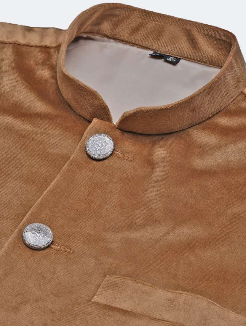 men mandarin neck solid nehru jacket - 21383263 -  Standard Image - 6