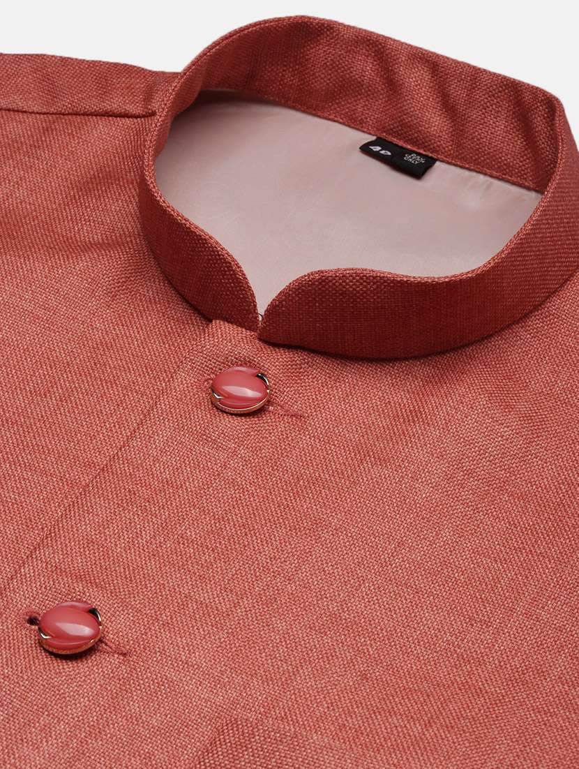 men mandarin neck solid nehru jacket - 21383268 -  Standard Image - 6