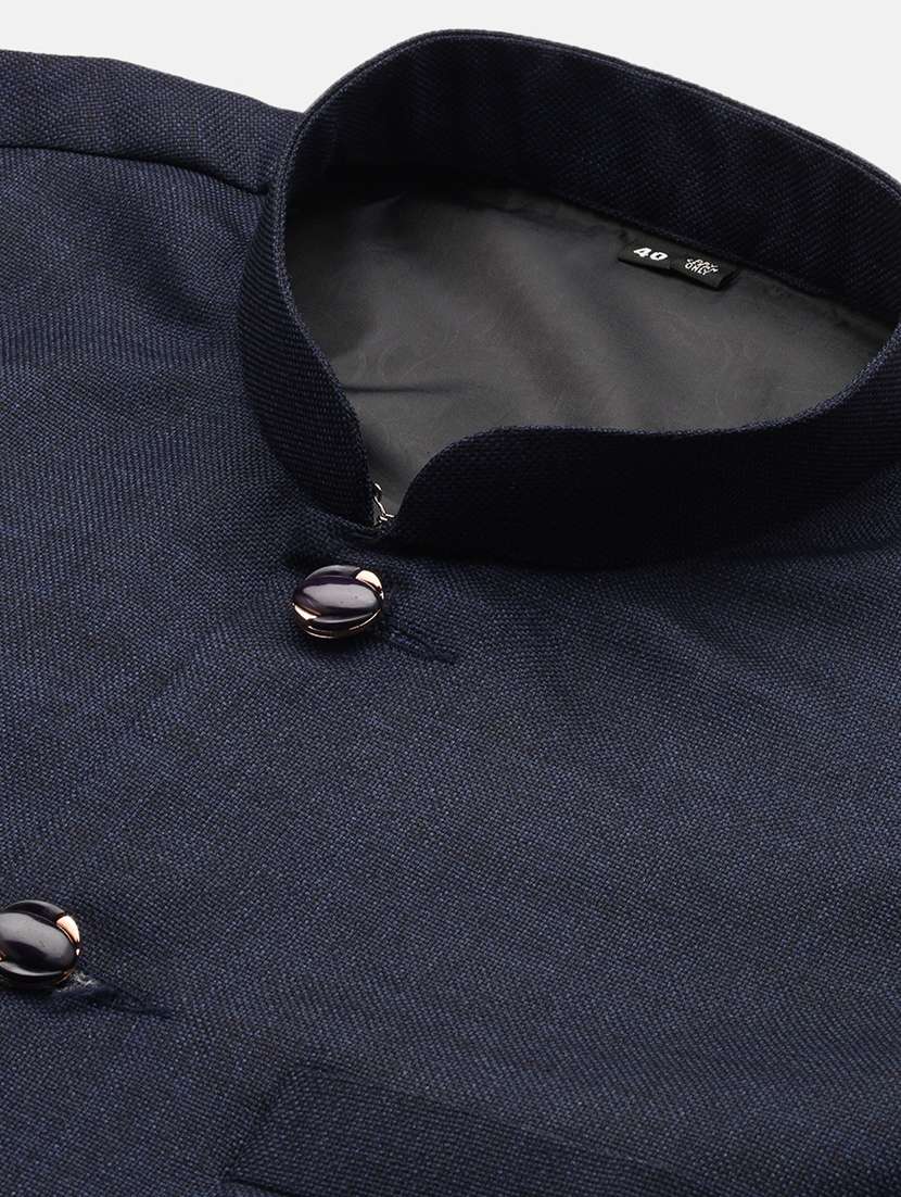 navy blue solid cotton nehru jacket - 21383270 -  Standard Image - 6