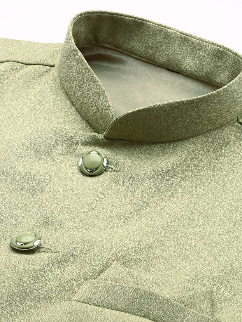 men mandarin neck solid nehru jacket - 21383278 -  Standard Image - 6