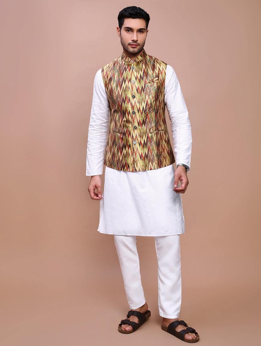 multi colored cotton nehru jacket - 21383284 - Standard Image - 4