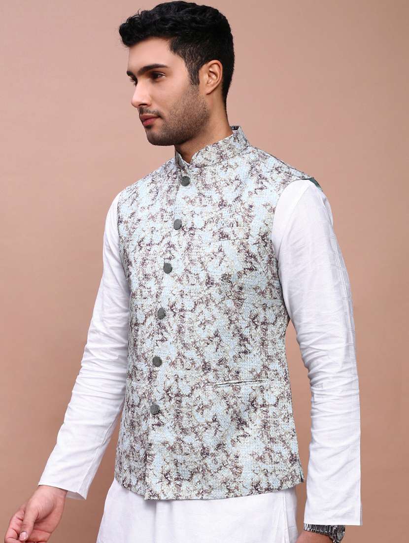 men mandarin neck embroidered nehru jacket - 21383285 -  Standard Image - 1