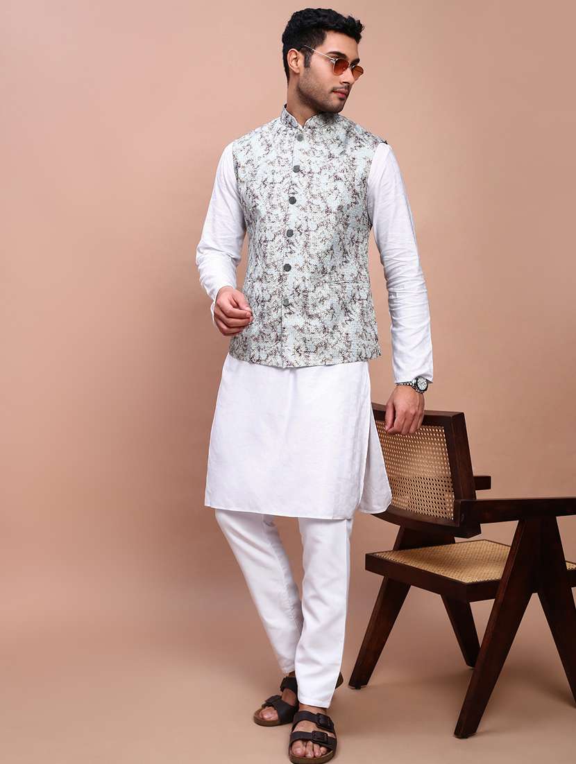 men mandarin neck embroidered nehru jacket - 21383285 -  Standard Image - 4