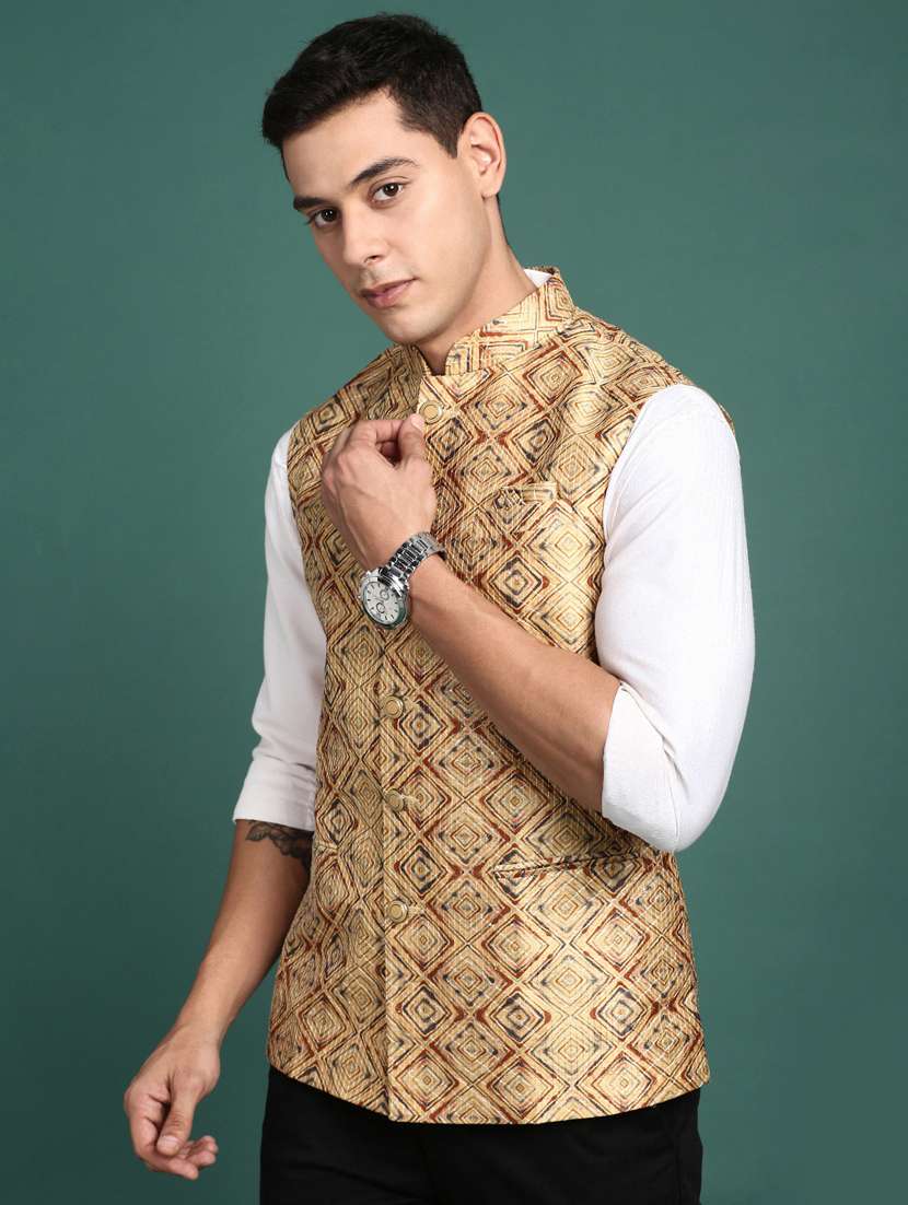 men mandarin neck embroidered nehru jacket - 21383286 -  Standard Image - 1