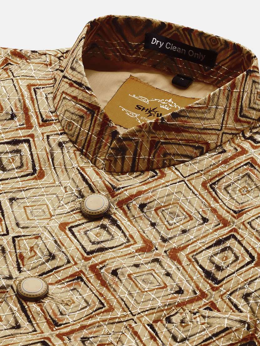 men mandarin neck embroidered nehru jacket - 21383286 -  Standard Image - 6