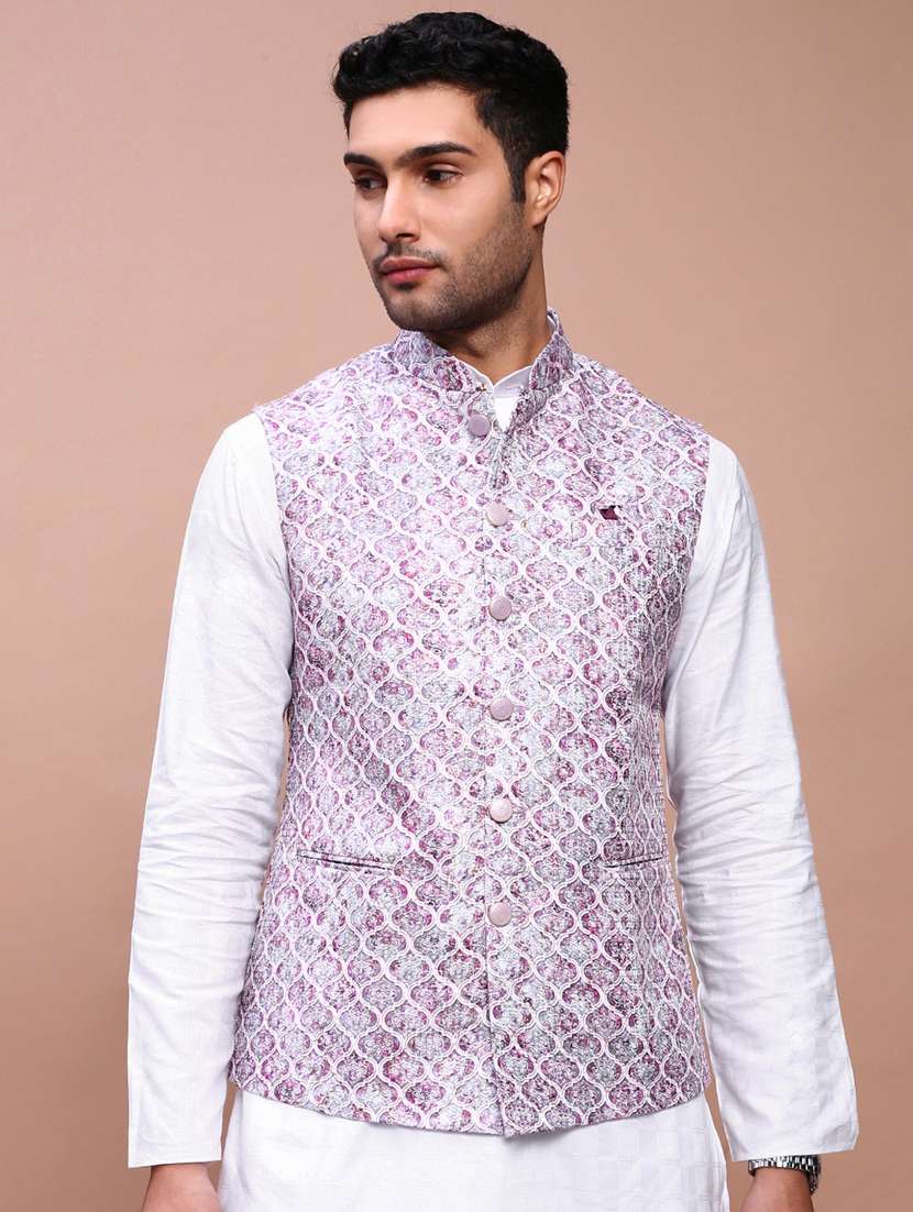 purple cotton nehru jacket
