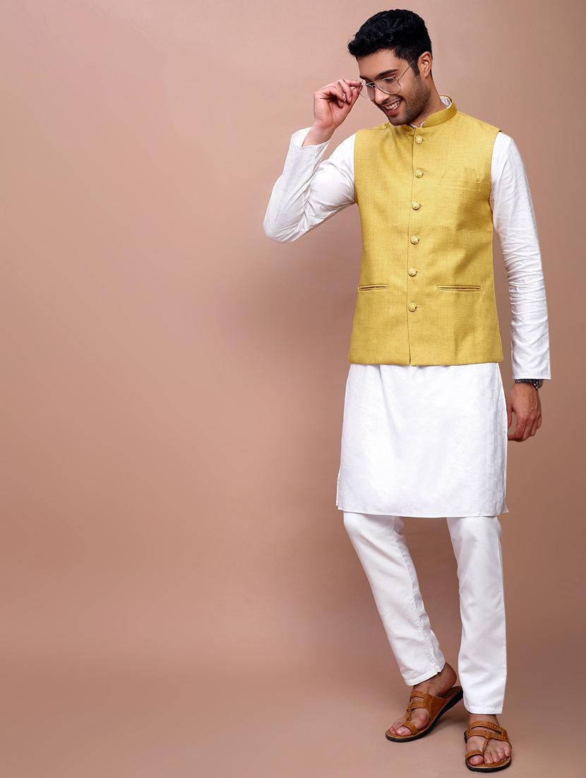 men mandarin neck solid nehru jacket - 21383292 - Standard Image - 4