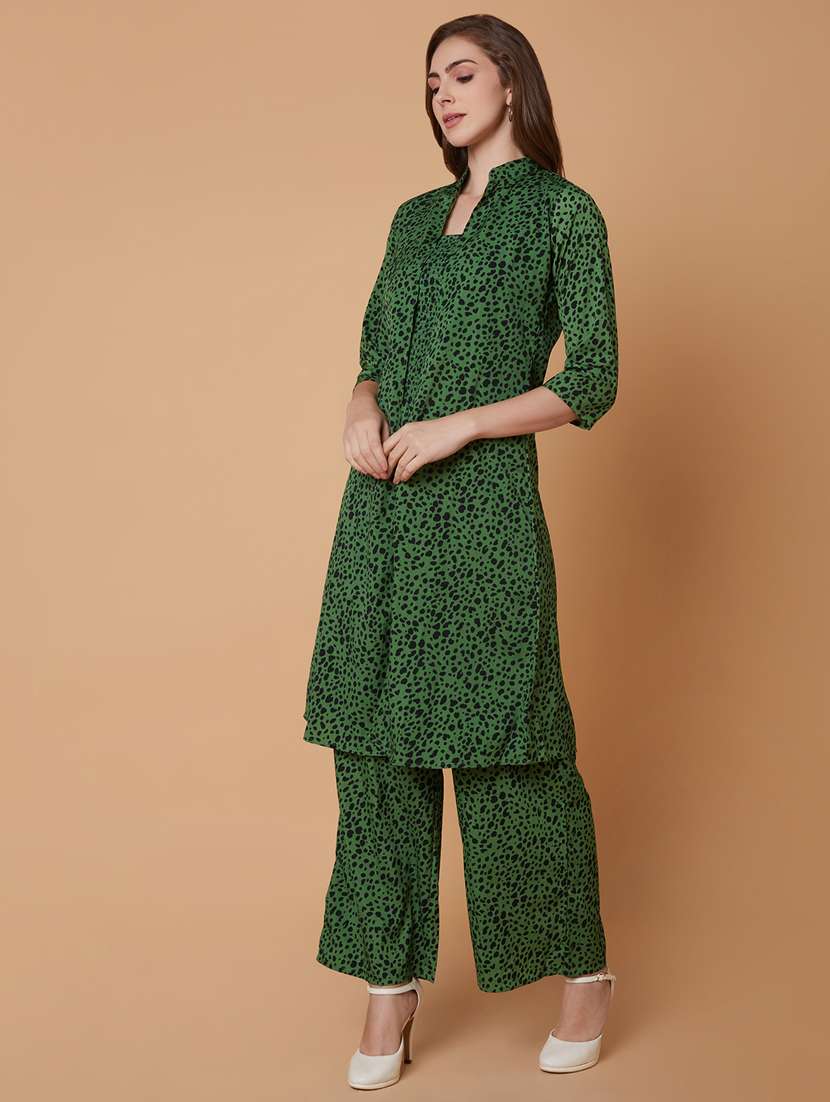 women green full leg jumpsuit with long shrug - 21383310 -  Standard Image - 1