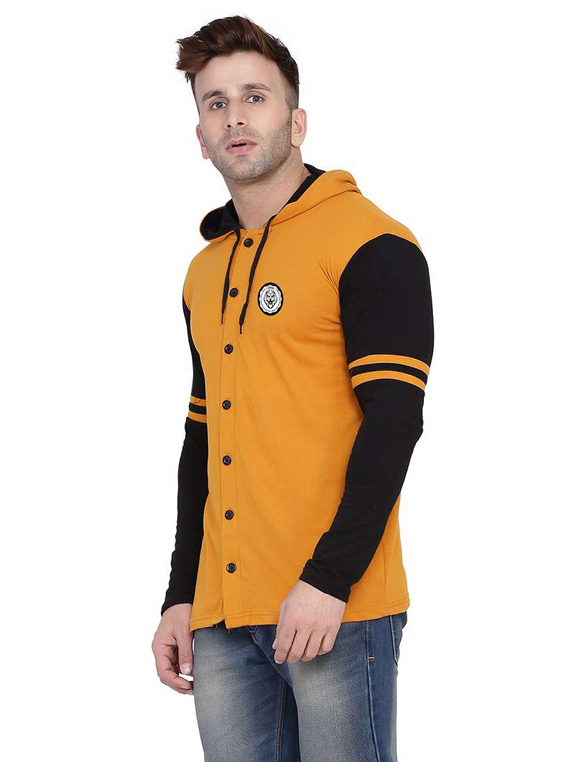 men color block hood neck casul shirt - 21383544 -  Standard Image - 1