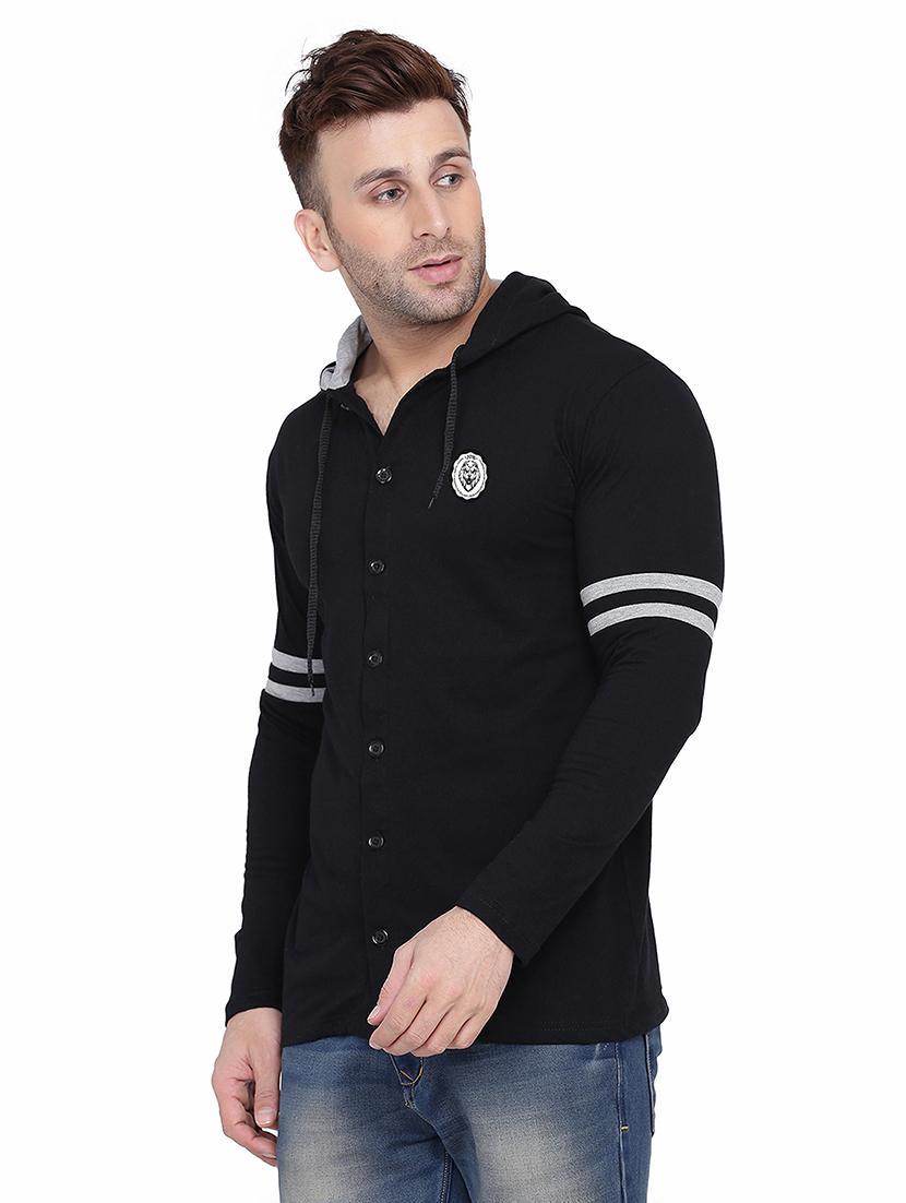 men solid hood neck casul shirt - 21383549 - Standard Image - 1