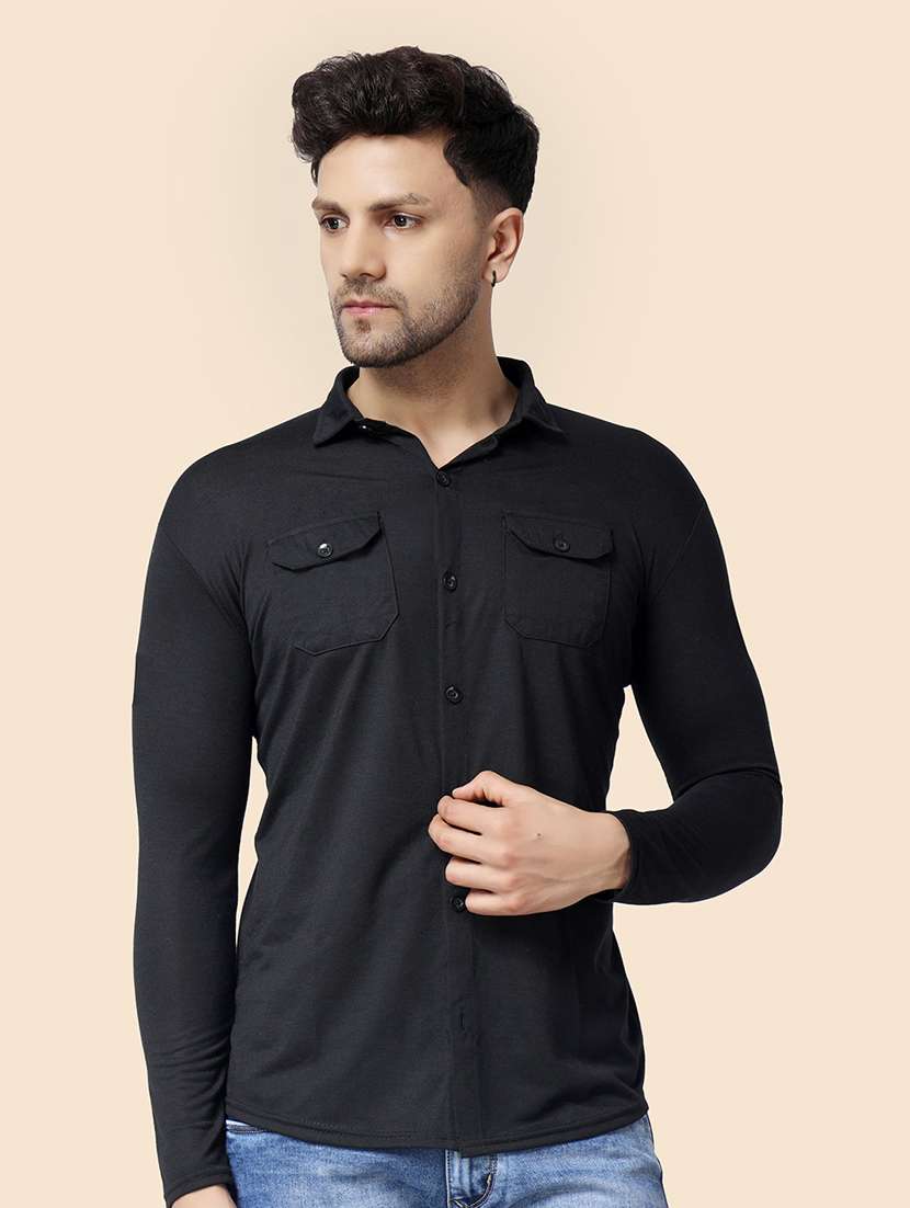 men solid long sleeved casual shirt