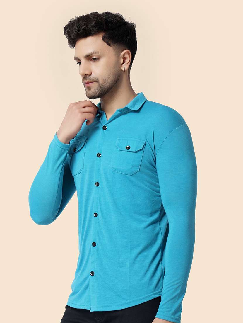 men solid long sleeved casual shirt - 21383596 -  Standard Image - 1