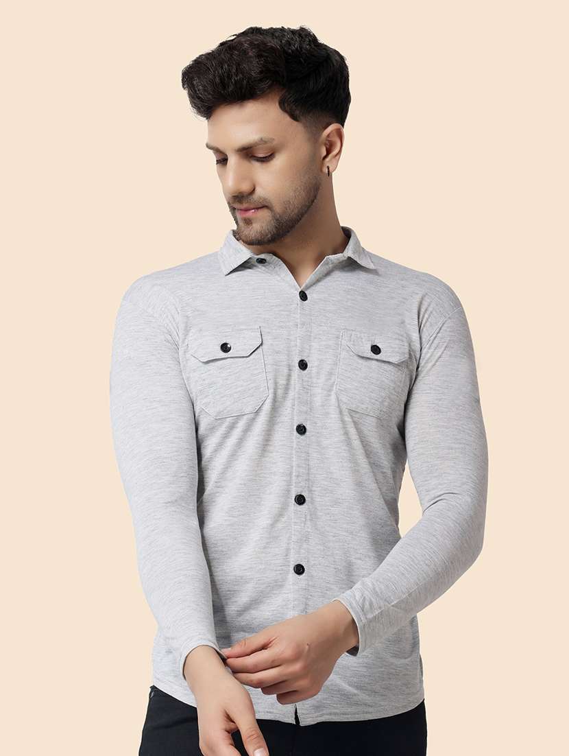 men solid long sleeved casual shirt