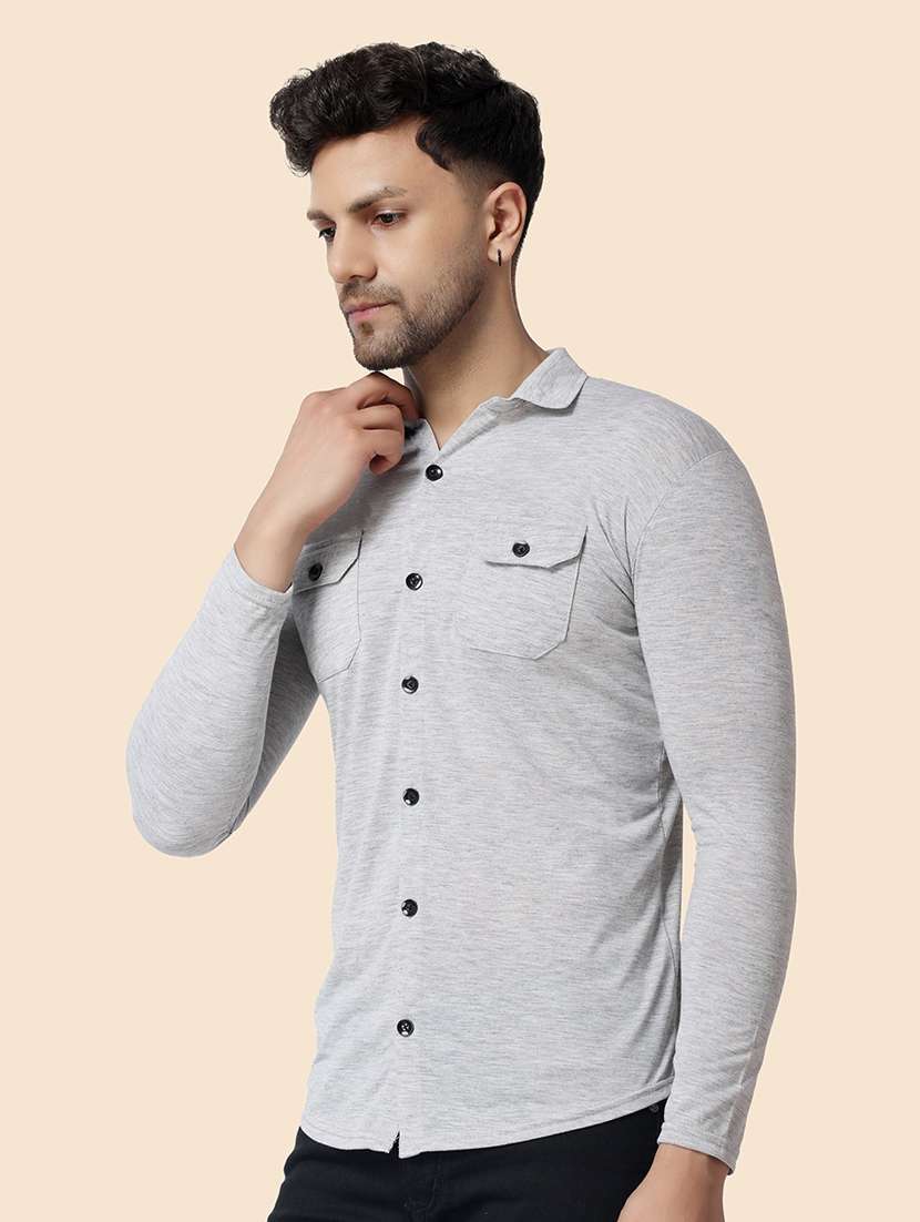men solid long sleeved casual shirt - 21383597 -  Standard Image - 1