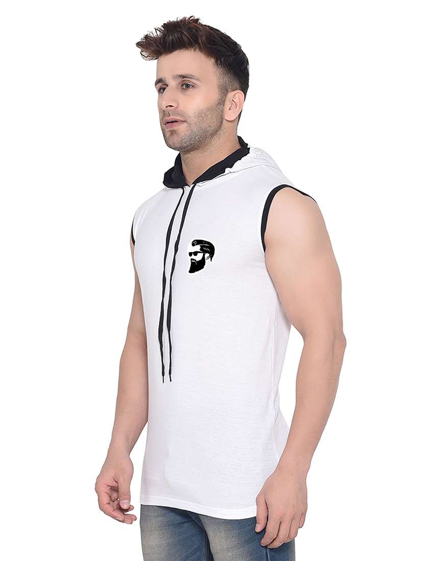 men solid hood neck t-shirt - 21383612 -  Standard Image - 1