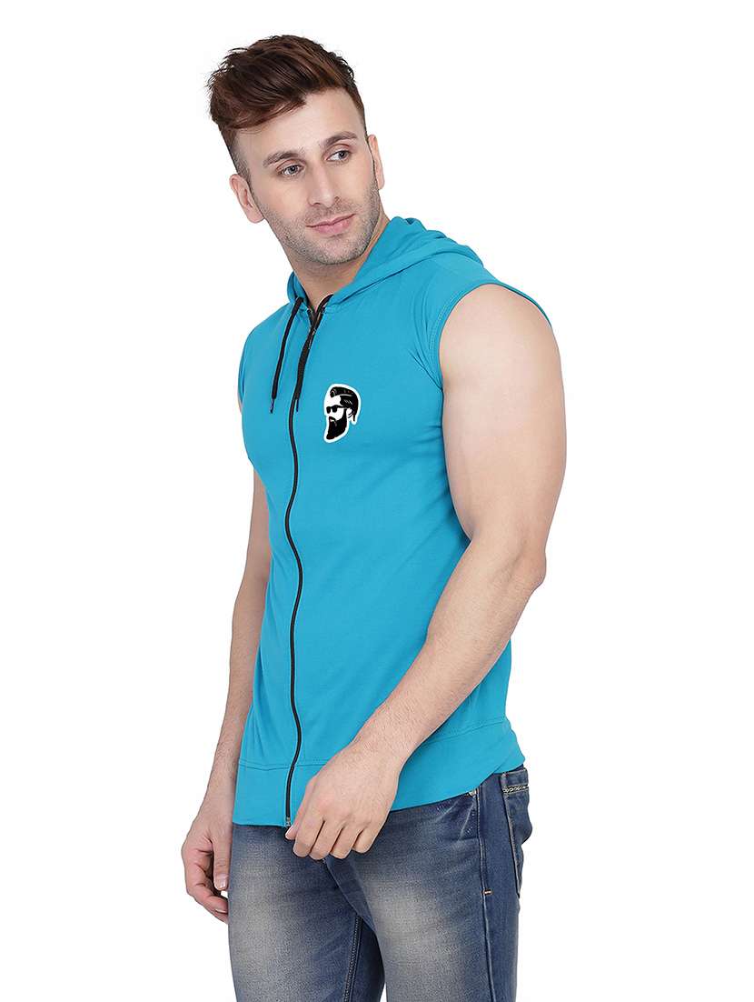 men solid hooded neck t-shirt - 21383629 -  Standard Image - 1