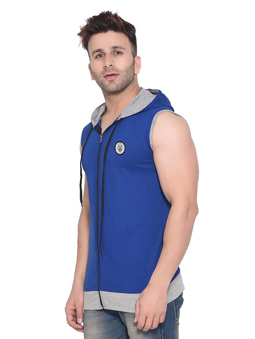 men color block hood neck t-shirt - 21383735 -  Standard Image - 1