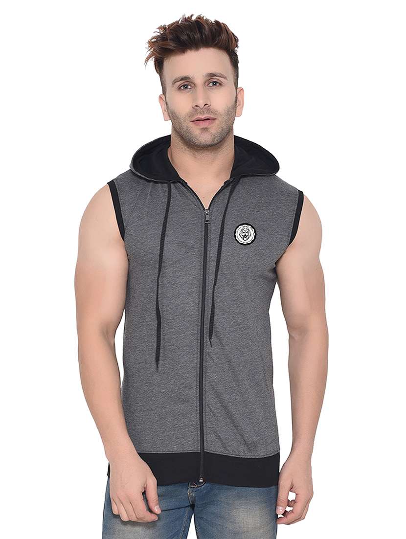 men color block hood neck t-shirt