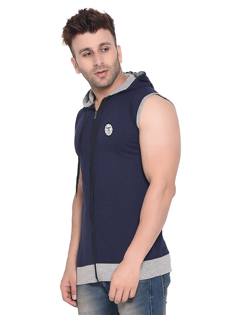 men color block hood neck t-shirt - 21383744 -  Standard Image - 1