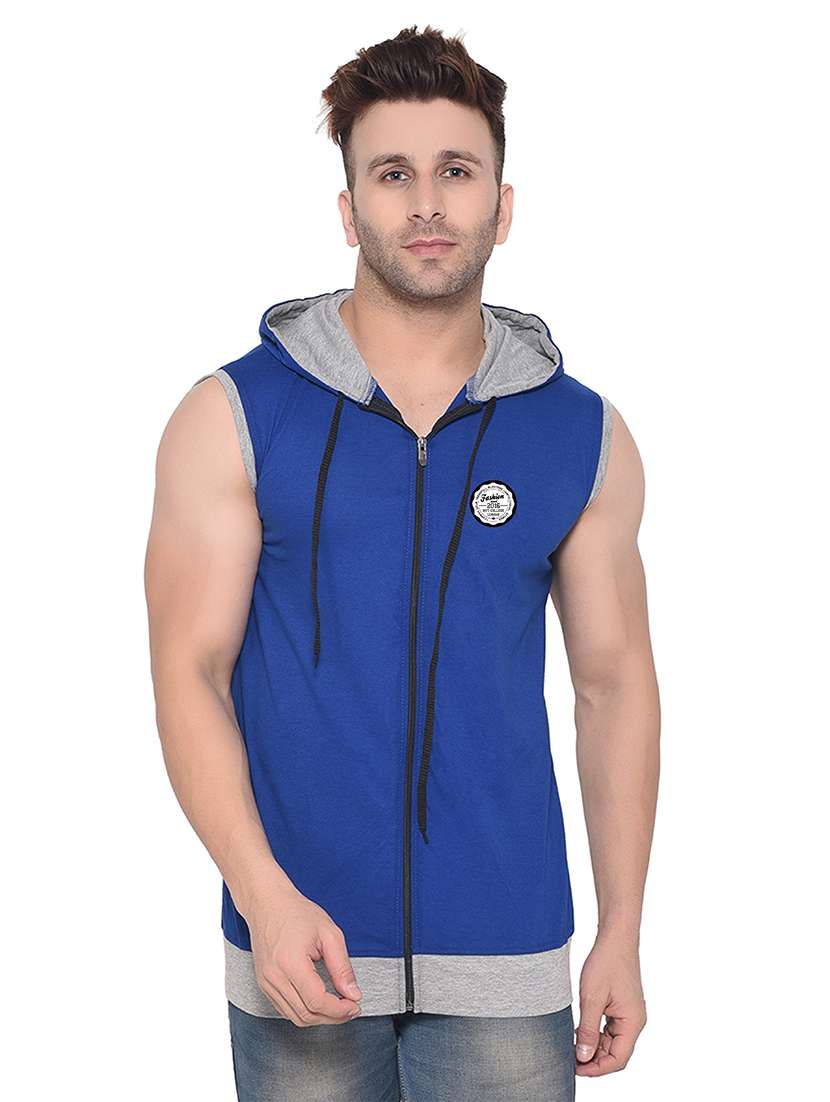 men color block hood neck t-shirt