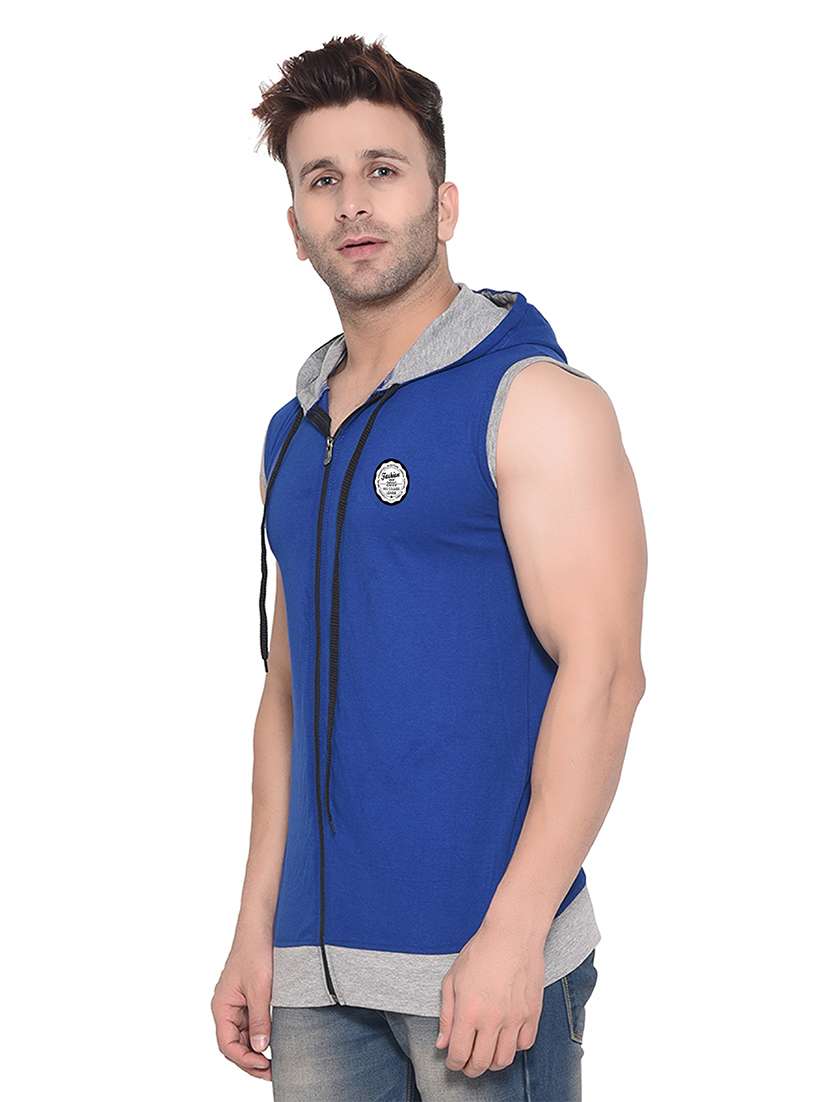 men color block hood neck t-shirt - 21383745 -  Standard Image - 1