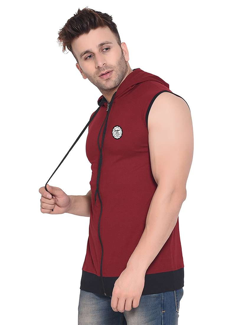 men color block hood neck t-shirt - 21383749 -  Standard Image - 1
