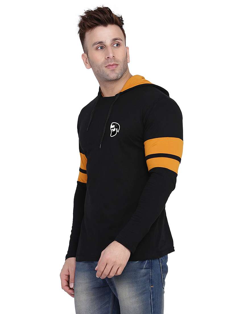 men solid hood neck t-shirt - 21383755 -  Standard Image - 1