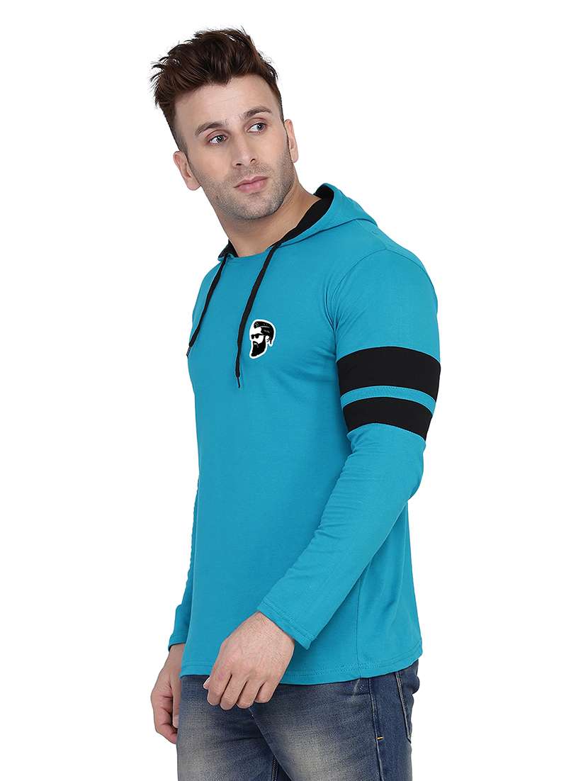 men solid hood neck t-shirt - 21383759 -  Standard Image - 1