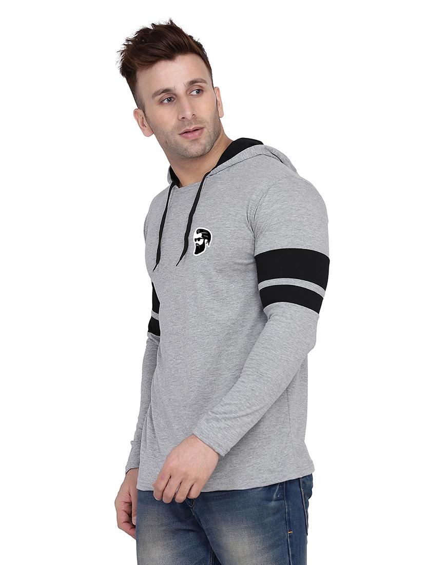 men solid hood neck t-shirt - 21383760 - Standard Image - 1