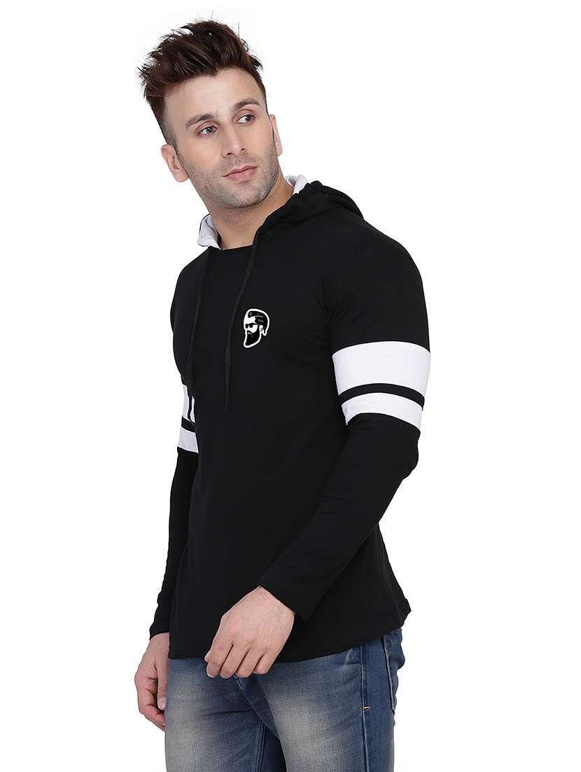 men solid hood neck t-shirt - 21383762 -  Standard Image - 1