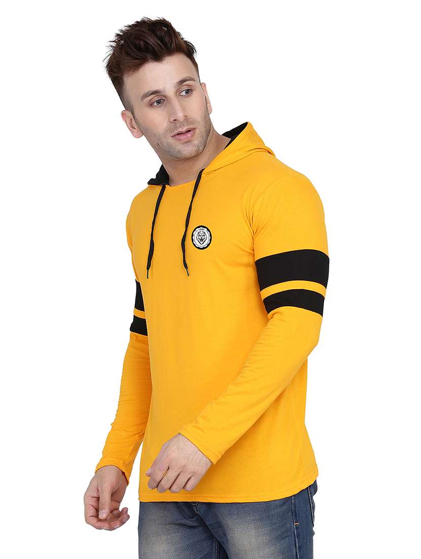 men solid hood neck t-shirt - 21383772 -  Standard Image - 1
