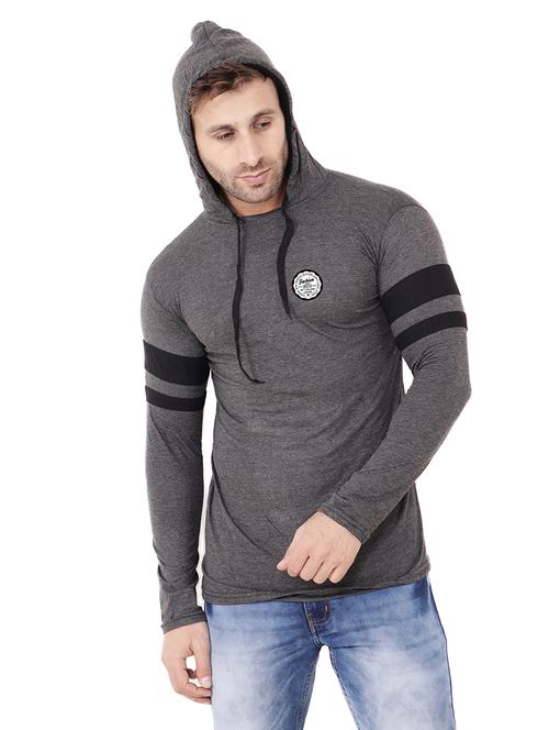 men solid hood neck t-shirt - 21383774 -  Standard Image - 0