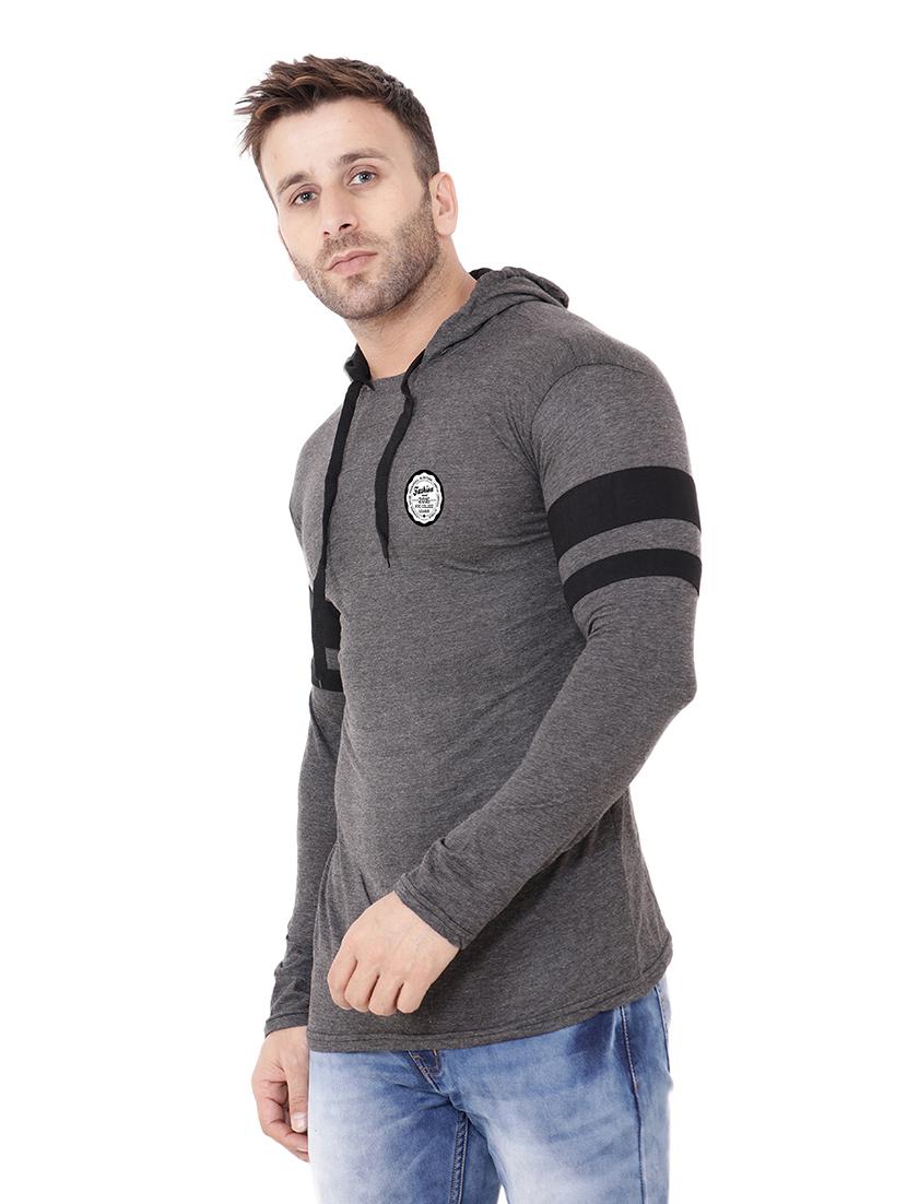 men solid hood neck t-shirt - 21383774 -  Standard Image - 1