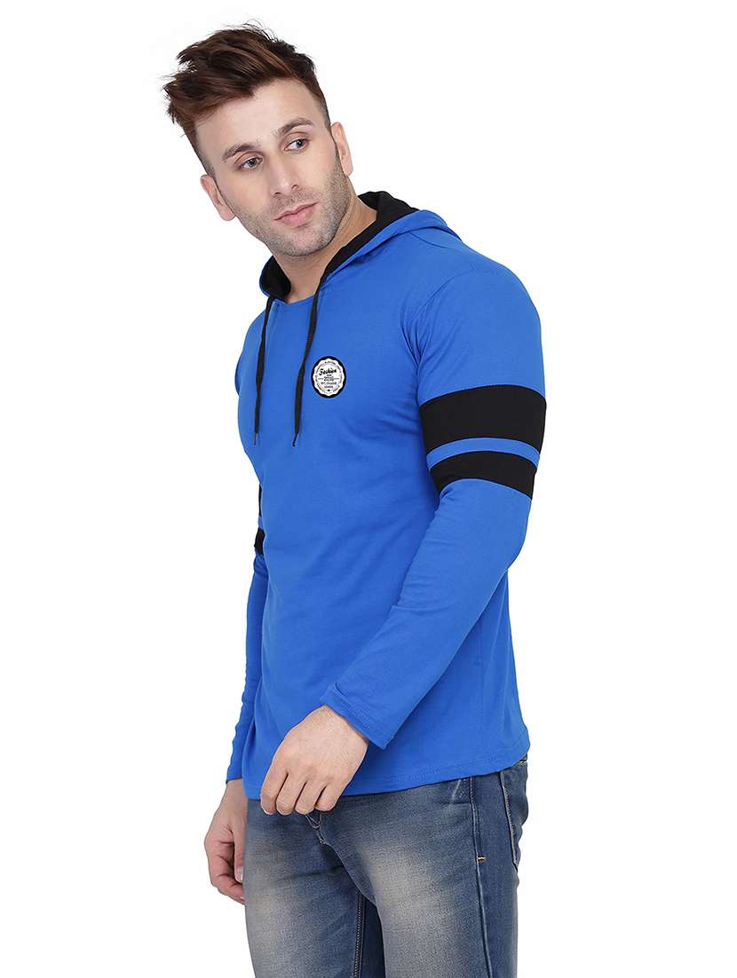 men solid hood neck t-shirt - 21383777 -  Standard Image - 1