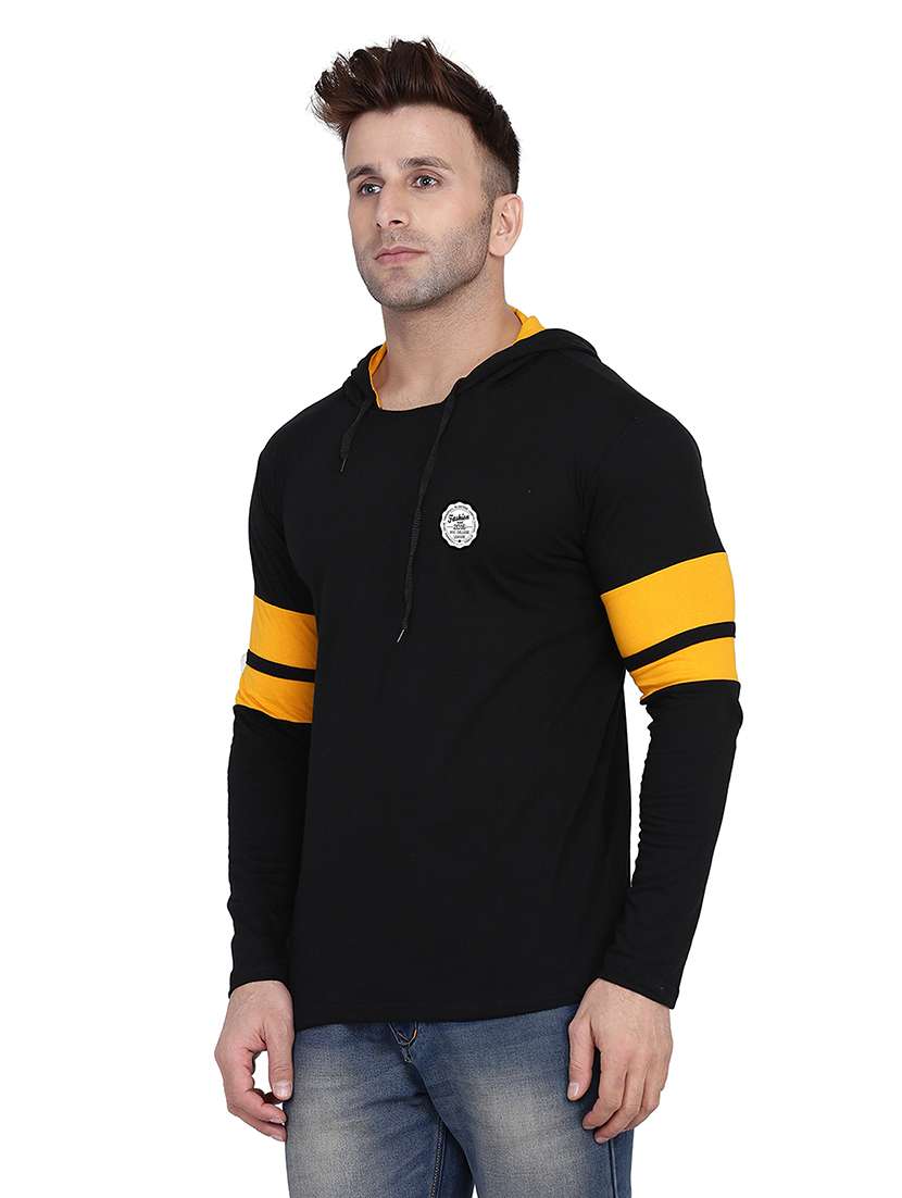 men solid hood neck t-shirt - 21383778 -  Standard Image - 1
