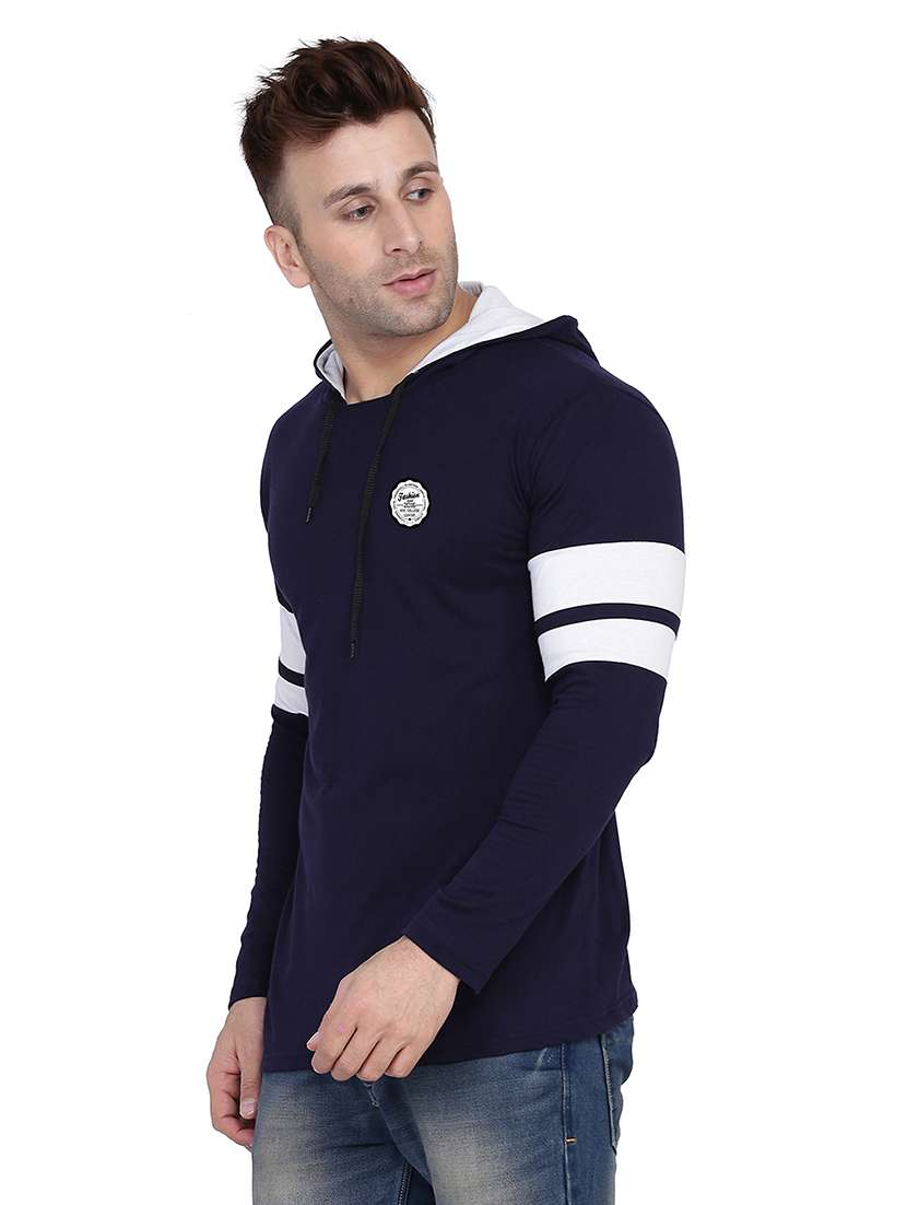 men solid hood neck t-shirt - 21383779 -  Standard Image - 1