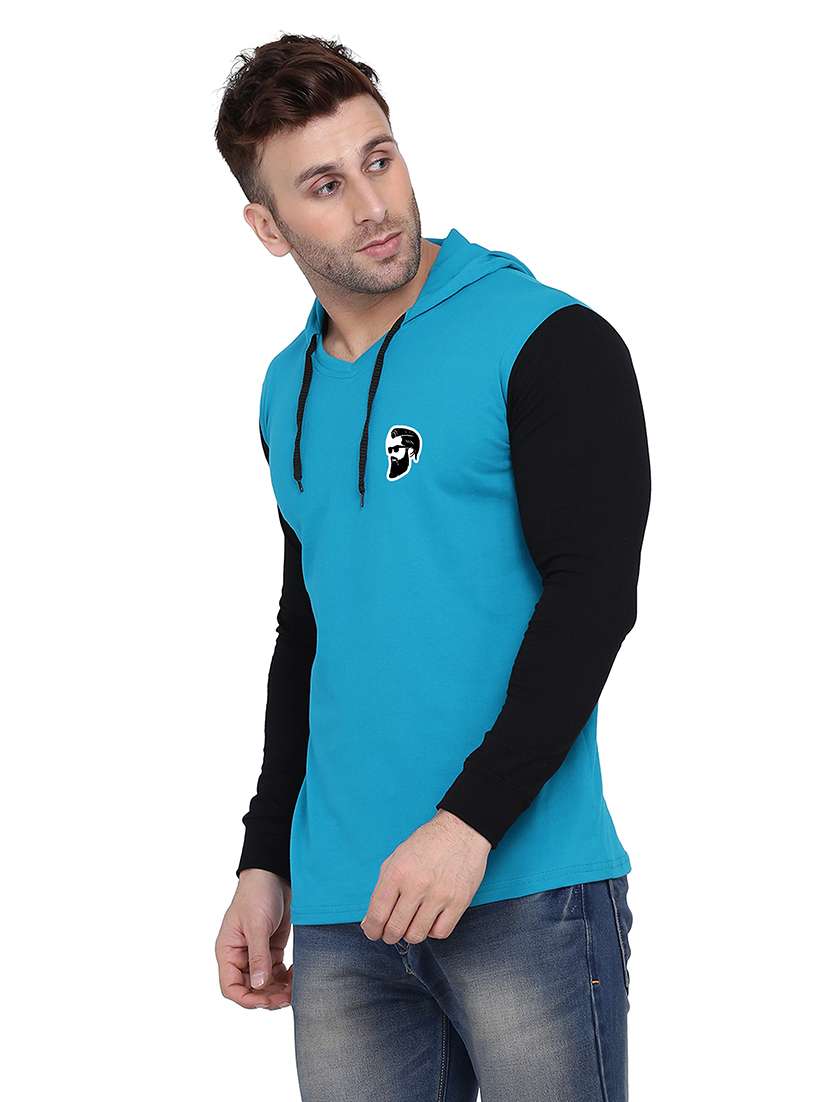 men color block hood neck t-shirt - 21383786 -  Standard Image - 1