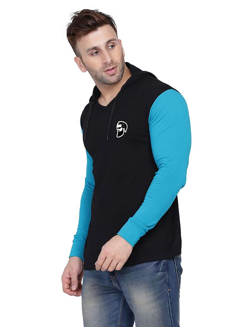 men color block hood neck t-shirt - 21383790 -  Standard Image - 1