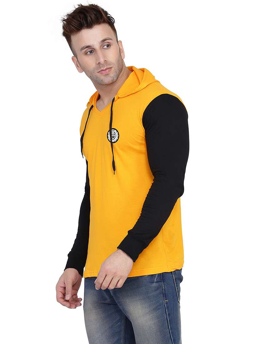 men color block hood neck t-shirt - 21383800 -  Standard Image - 1