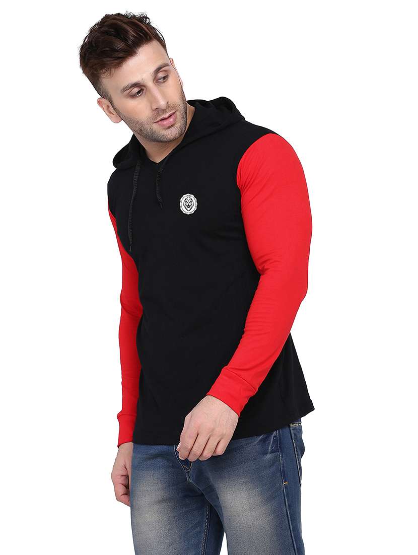 men color block hood neck t-shirt - 21383802 -  Standard Image - 1
