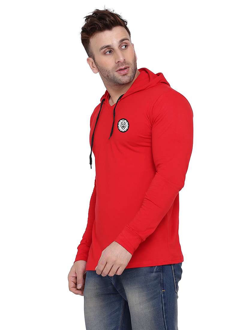 men solid hood neck t-shirt - 21383810 -  Standard Image - 1