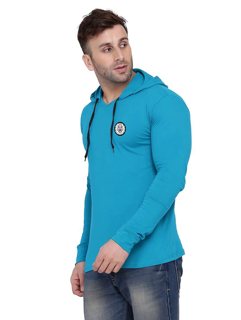 men solid long sleeve hooded t-shirt - 21383811 -  Standard Image - 1