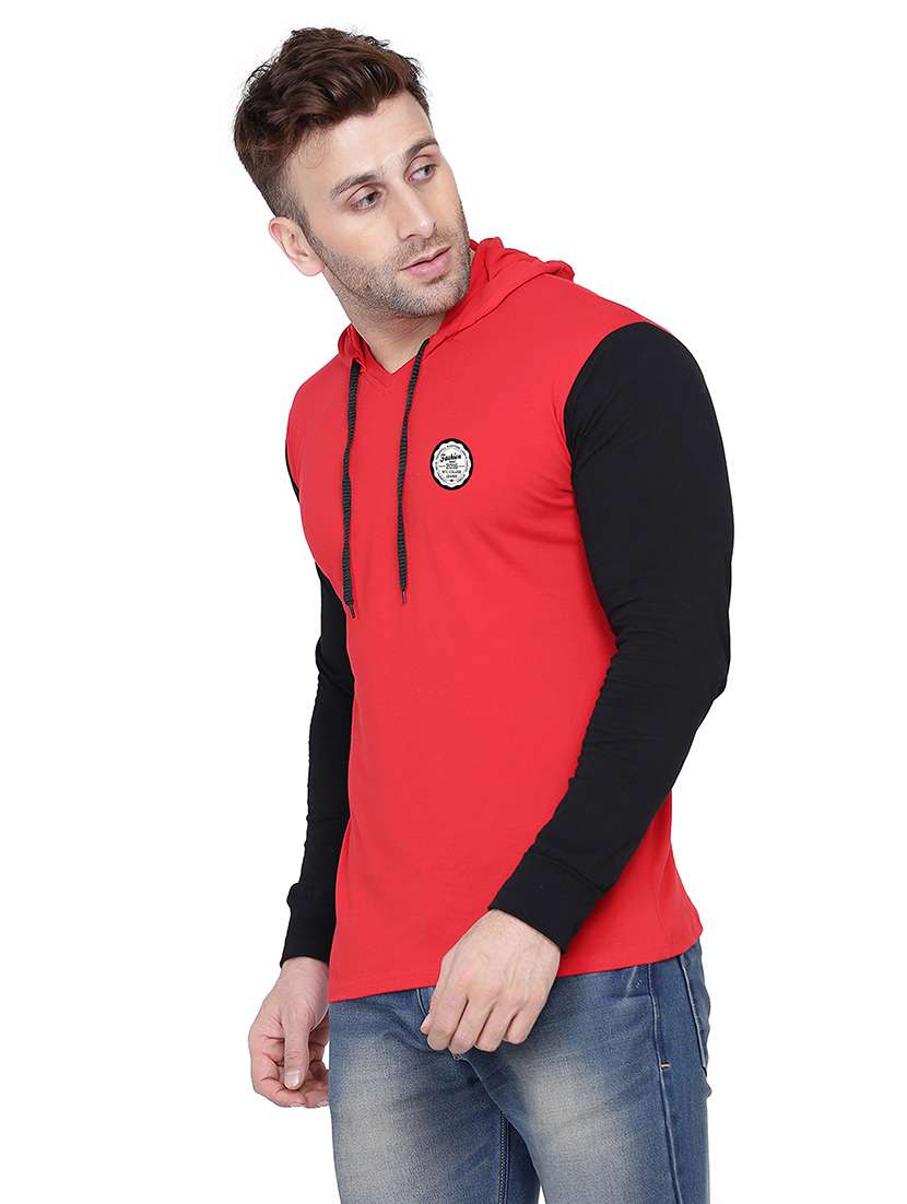 men color block hood neck t-shirt - 21383823 - Standard Image - 1
