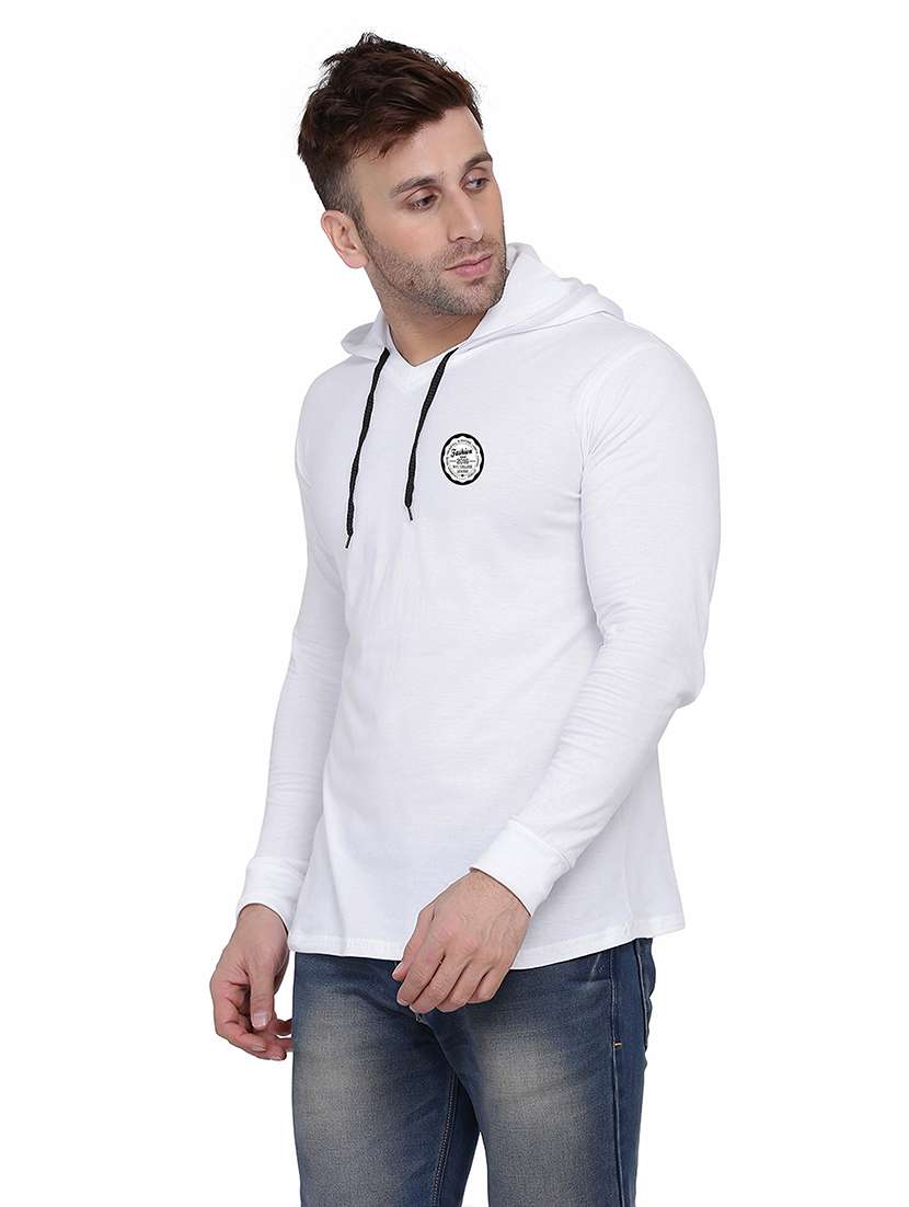 men solid hood neck t-shirt - 21383824 -  Standard Image - 1