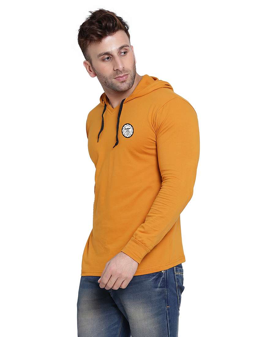 men solid hood neck t-shirt - 21383832 -  Standard Image - 1