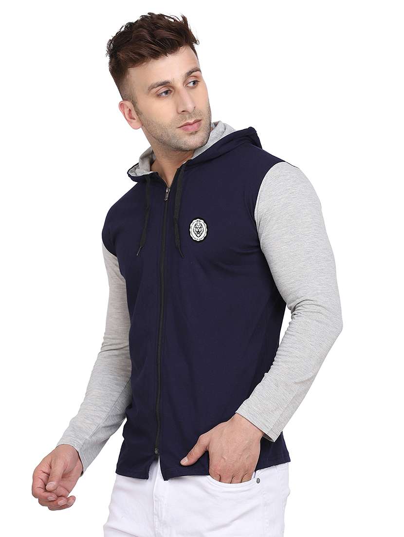 men color block hood neck t-shirt - 21383846 -  Standard Image - 1