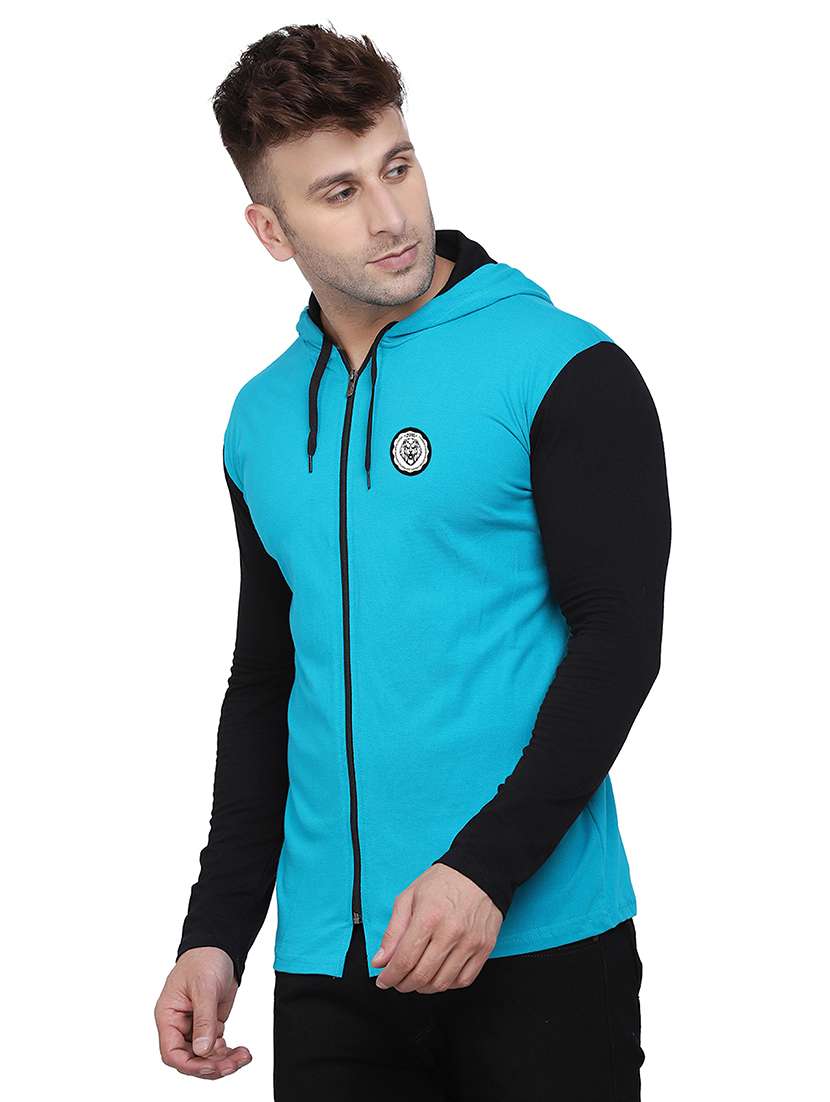 men color block hooded cotton t-shirt - 21383851 -  Standard Image - 1