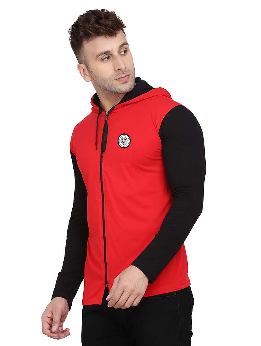 men color block hooded cotton t-shirt - 21383853 -  Standard Image - 1