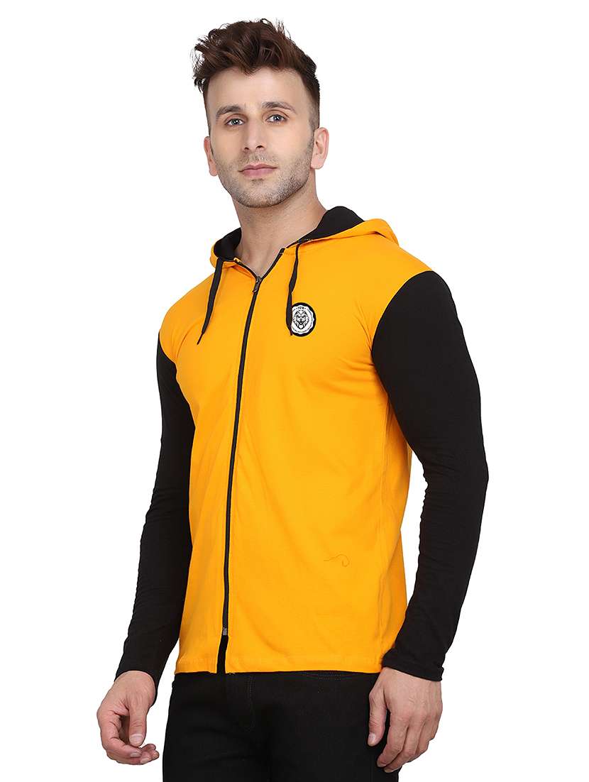 men color block hooded cotton t-shirt - 21383854 -  Standard Image - 1