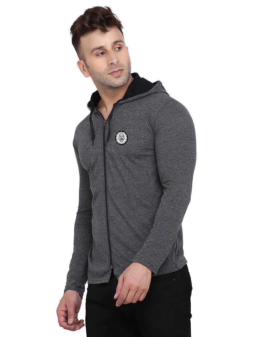 men solid hooded cotton t-shirt - 21383857 -  Standard Image - 1